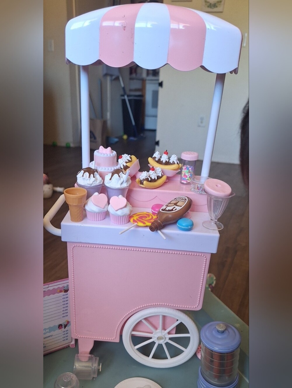 Pink Dessert Cart Playset with Assorted Treats